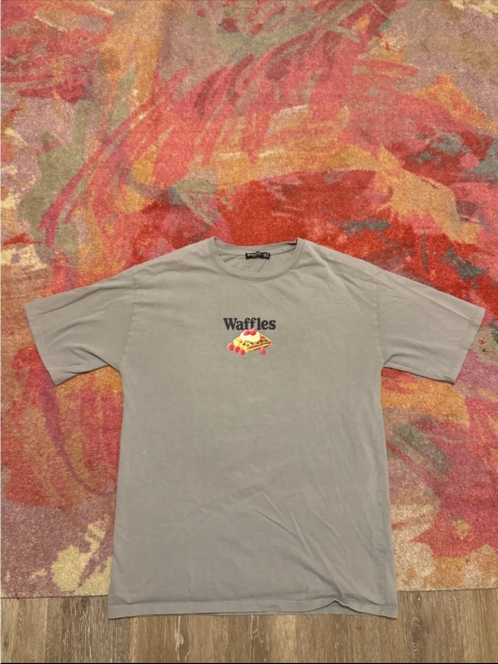 stradivarius Grey Graphic 'Waffles' Short Sleeve Tee